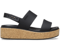 Brooklyn Low Wedge Cork Sandal - Black / Black